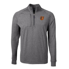 Baltimore Orioles Cutter & Buck Big & Tall Adapt Eco Knit Stretch Recycled Quarter-Zip Pullover Top - Heather Black Pullover