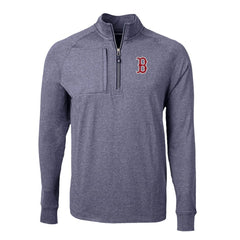 Boston Red Sox Cutter & Buck Big & Tall Adapt Eco Knit Stretch Recycled Quarter-Zip Pullover Top - Heather Navy Pullover