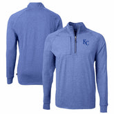 Kansas City Royals Cutter & Buck Big & Tall Adapt Eco Knit Stretch Recycled Quarter-Zip Pullover Top - Heather Royal Pullover