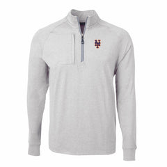 New York Mets Cutter & Buck Big & Tall Adapt Eco Knit Stretch Recycled Quarter-Zip Pullover Top - Heather Gray Pullover