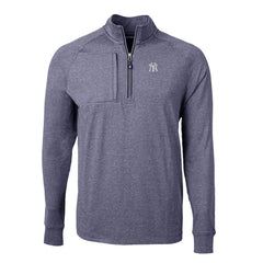 New York Yankees Cutter & Buck Big & Tall Adapt Eco Knit Stretch Recycled Quarter-Zip Pullover Top - Heather Navy Pullover