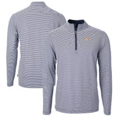 Houston Astros Cutter & Buck Virtue Eco Pique Micro Stripe Big & Tall Recycled Quarter-Zip Pullover Top - Navy/White Pullover