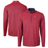 Texas Rangers Cutter & Buck Virtue Eco Pique Micro Stripe Big & Tall Recycled Quarter-Zip Pullover Top - Red/Navy Pullover