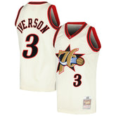 NBA Allen Iverson Philadelphia 76ers Chainstitch Swingman Jersey - Cream