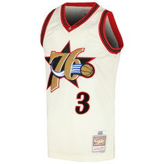 NBA Allen Iverson Philadelphia 76ers Chainstitch Swingman Jersey - Cream