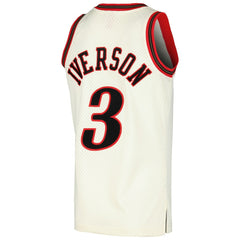 NBA Allen Iverson Philadelphia 76ers Chainstitch Swingman Jersey - Cream