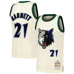 NBA Kevin Garnett Minnesota Timberwolves Chainstitch Swingman Jersey - Cream