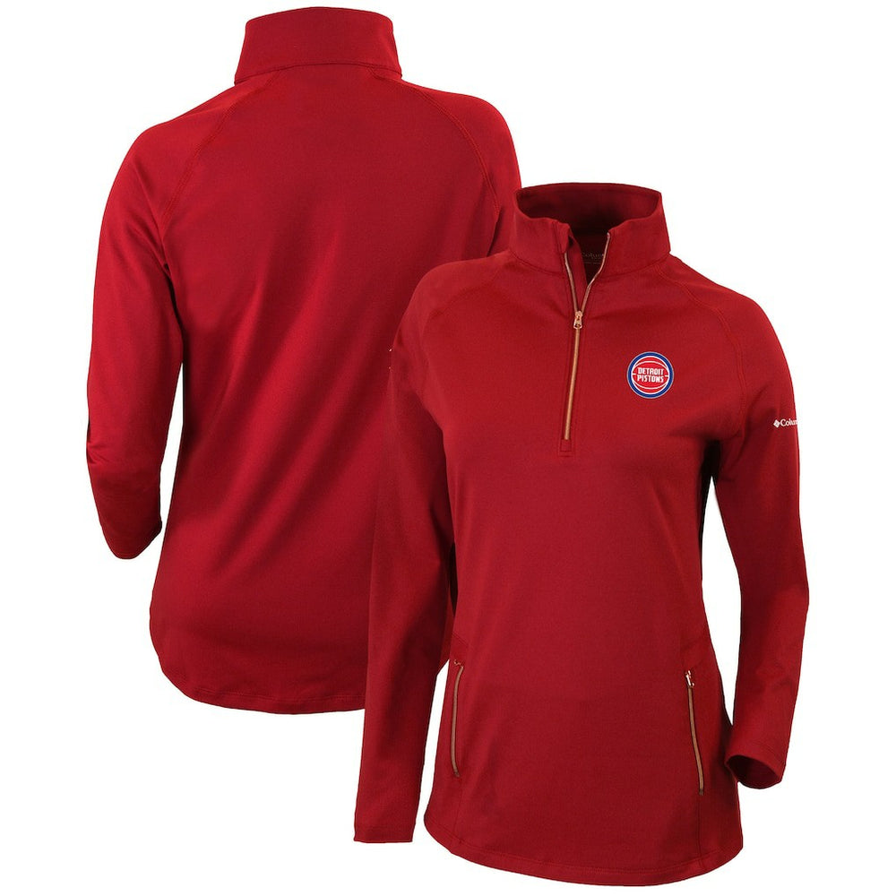 Detroit Pistons Women's Omni-Wick Outward Nine Quarter-Zip Pullover Top Red