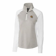 San Francisco 49ers Cutter & Buck Women's Helmet Logo DryTec Forge Tonal Stripe Stretch Half-Zip Top White