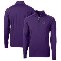 Minnesota Vikings Cutter & Buck Helmet Adapt Eco Knit Stretch Recycled Quarter-Zip Pullover Top Purple