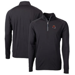 Washington Commanders Cutter & Buck Helmet Adapt Eco Knit Stretch Recycled Quarter-Zip Pullover Top Black