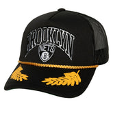 Brooklyn Nets Hardwood Classics Gold Leaf Mesh Trucker Snapback Hat Black