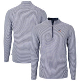 New York Yankees Cutter & Buck Americana Logo Virtue Eco Pique Stripe Recycled Quarter-Zip Pullover Top - Navy Pullover