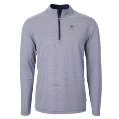 New York Yankees Cutter & Buck Americana Logo Virtue Eco Pique Stripe Recycled Quarter-Zip Pullover Top - Navy Pullover