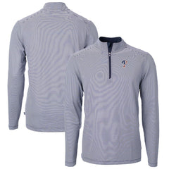 Philadelphia Phillies Cutter & Buck Americana Logo Virtue Eco Pique Stripe Recycled Quarter-Zip Pullover Top - Navy Pullover