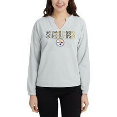 Pittsburgh Steelers Concepts Sport Women's Sunray Notch Neck Long Sleeve Top Gray
