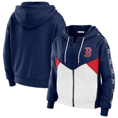 Boston Red Sox WEAR by Erin Andrews Women's Color Block Full-Zip Hoodie - Navy/White Hoodies