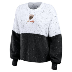 San Francisco Giants WEAR by Erin Andrews Women's Color Block Script Pullover Sweater - White/Black Pullover