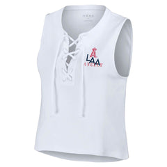 Los Angeles Angels WEAR by Erin Andrews Women's Lace-Up Tank Top - White Tanks