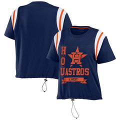 Houston Astros WEAR by Erin Andrews Women's Cinched Colorblock T-Shirt - Navy T-shirts