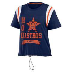 Houston Astros WEAR by Erin Andrews Women's Cinched Colorblock T-Shirt - Navy T-shirts