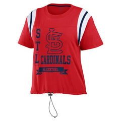 St. Louis Cardinals WEAR by Erin Andrews Women's Cinched Colorblock T-Shirt - Red T-shirts