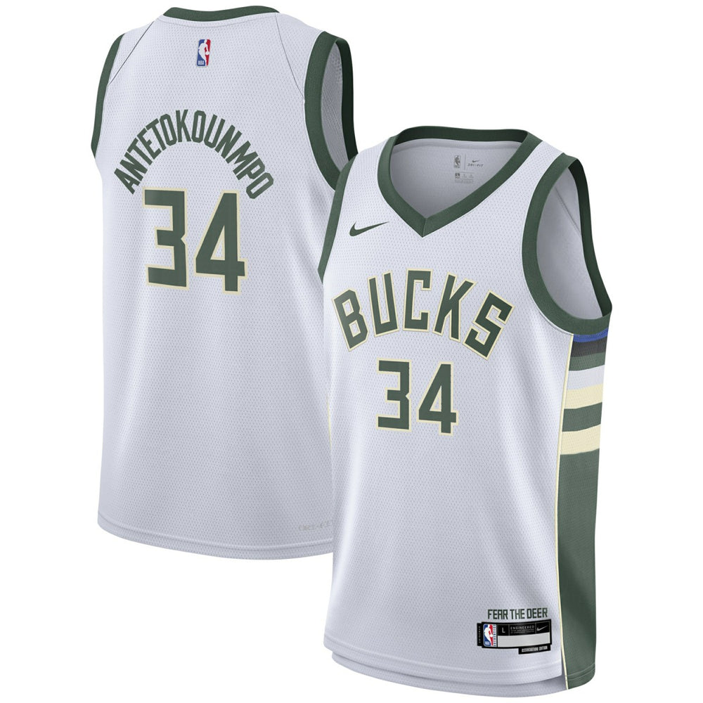 NBA Giannis Antetokounmpo Milwaukee Bucks Youth Swingman Jersey - Association Edition - White