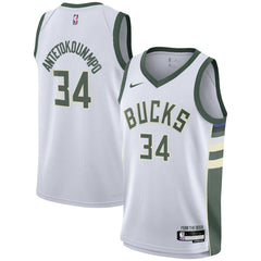 NBA Giannis Antetokounmpo Milwaukee Bucks Youth Swingman Jersey - Association Edition - White