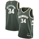 Giannis Antetokounmpo Milwaukee Bucks Youth Swingman Jersey Icon Edition Hunter Green