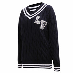 Las Vegas Raiders Pro Standard Women's Prep V-Neck Pullover Sweater Black
