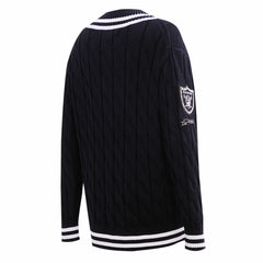 Las Vegas Raiders Pro Standard Women's Prep V-Neck Pullover Sweater Black