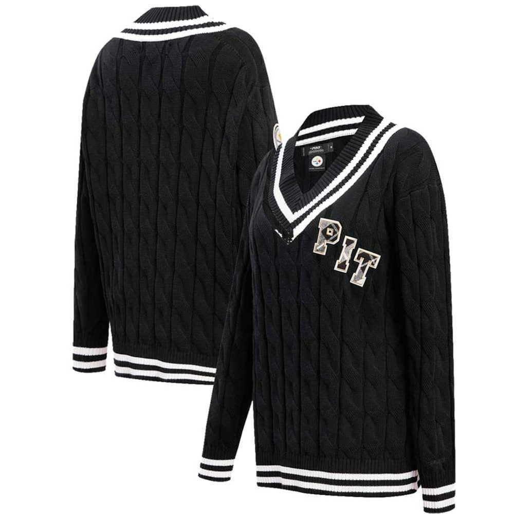 Pittsburgh Steelers Pro Standard Women's Prep V-Neck Pullover Sweater Black