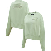 Carolina Panthers Pro Standard Women's Oversized Cropped Neutral Pullover Sweatshirt Light Green