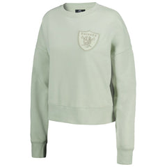 Las Vegas Raiders Pro Standard Women's Oversized Cropped Neutral Pullover Sweatshirt Light Green