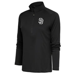 San Diego Padres Antigua Women's Brushed Metallic Tribute Half-Zip Pullover Top - Gray Pullover