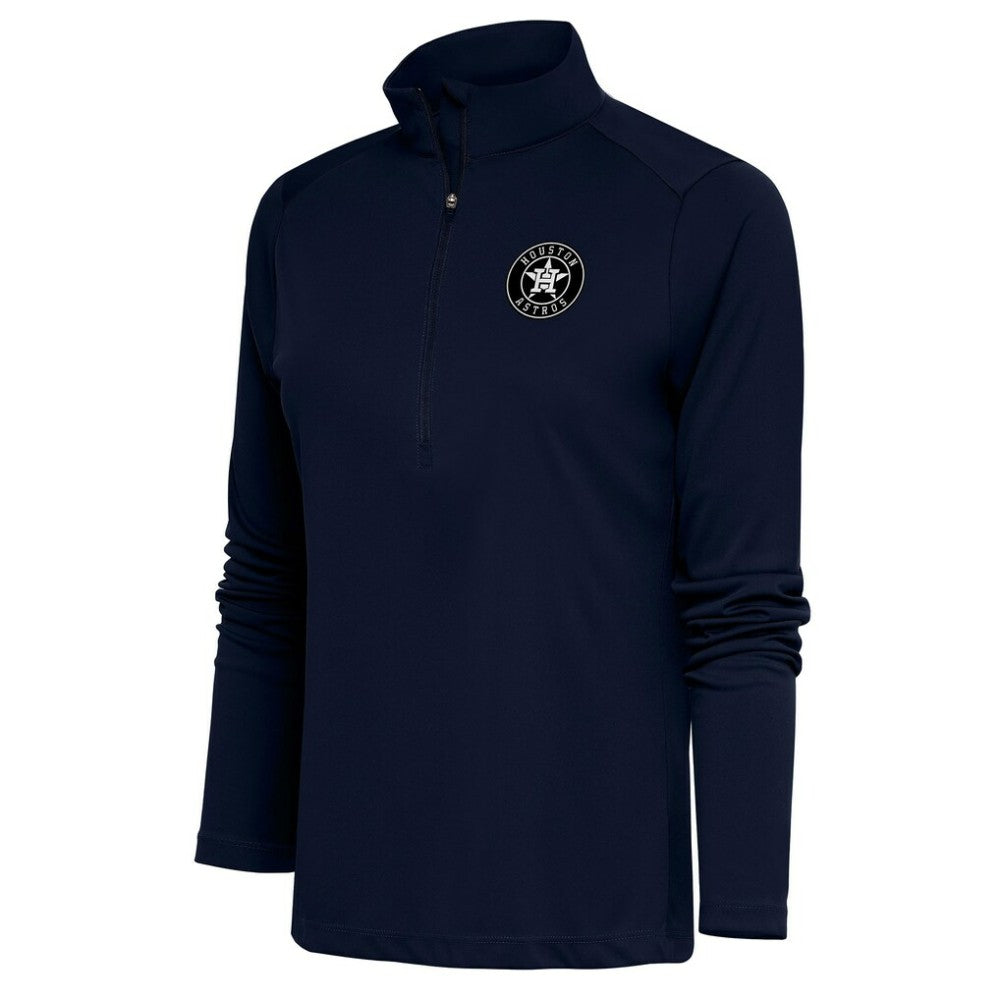 Houston Astros Antigua Women's Brushed Metallic Tribute Half-Zip Pullover Top - Navy Pullover