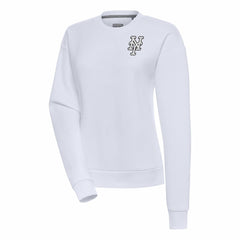 New York Mets Antigua Women's Brushed Metallic Victory Pullover Sweatshirt - White Pullover