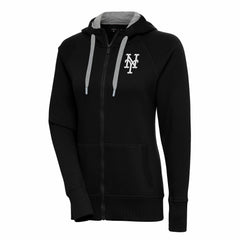 New York Mets Antigua Women's Brushed Metallic Victory Full-Zip Hoodie - Black Hoodies