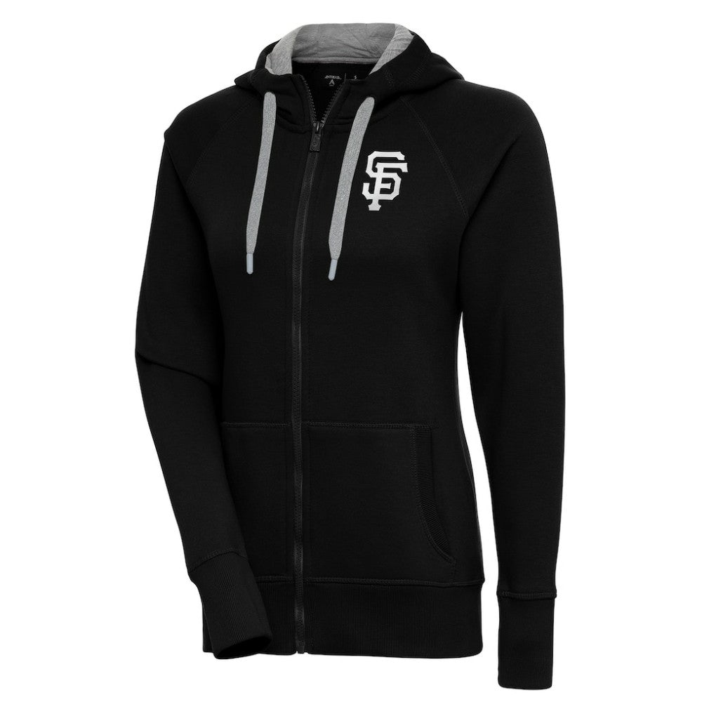 San Francisco Giants Antigua Women's Brushed Metallic Victory Full-Zip Hoodie - Black Hoodies