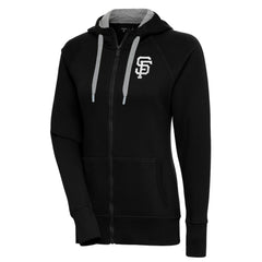San Francisco Giants Antigua Women's Brushed Metallic Victory Full-Zip Hoodie - Black Hoodies