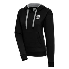 Detroit Tigers Antigua Women's Brushed Metallic Victory Pullover Hoodie - Black Hoodies