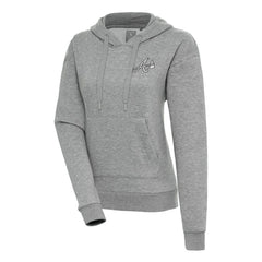 Atlanta Braves Antigua Women's Brushed Metallic Victory Pullover Hoodie - Heather Gray Hoodies