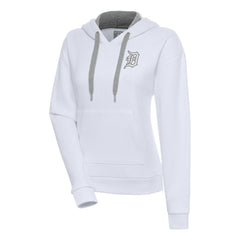Detroit Tigers Antigua Women's Brushed Metallic Victory Pullover Hoodie - White Hoodies