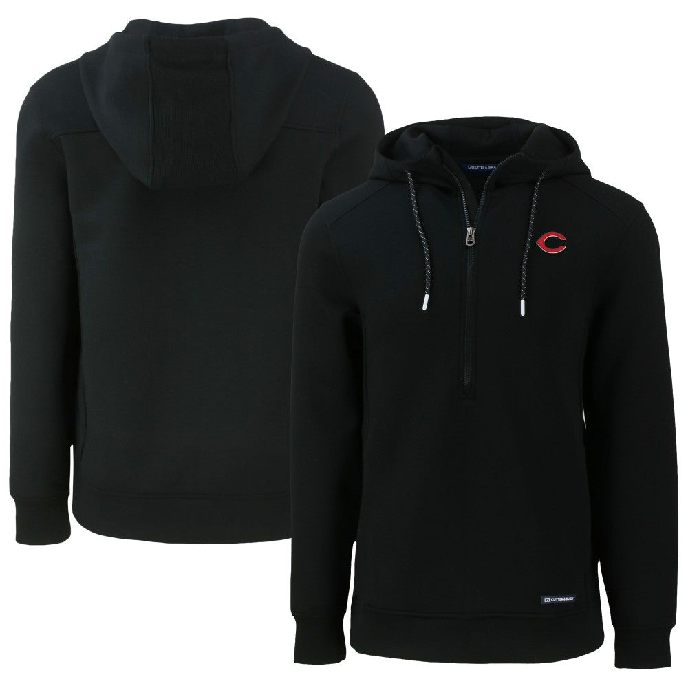 Cincinnati Reds Cutter & Buck Roam Eco Half-Zip Recycled Pullover Hoodie - Black Hoodies