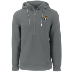 Milwaukee Brewers Cutter & Buck Roam Eco Half-Zip Recycled Pullover Hoodie - Gray Hoodies