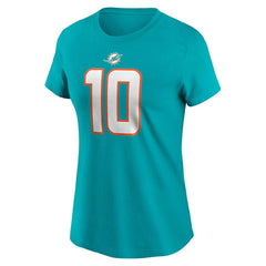 Tyreek Hill Miami Dolphins Women's Player Name & Number T-Shirt Aqua