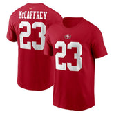 Christian McCaffrey San Francisco 49ers Player Name & Number T-Shirt Scarlet