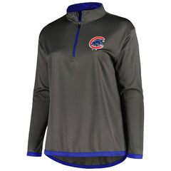 Chicago Cubs Profile Women's Plus Size Quarter-Zip Jacket - Charcoal Jackets