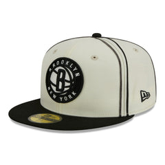 Brooklyn Nets Piping 2-Tone 59FIFTY Fitted Hat Cream/Black