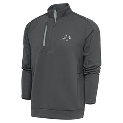 Atlanta Braves Antigua Metallic Generation Quarter-Zip Pullover Top - Gray Pullover